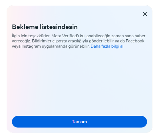 Meta Verified Bekleme Listesine Katıl