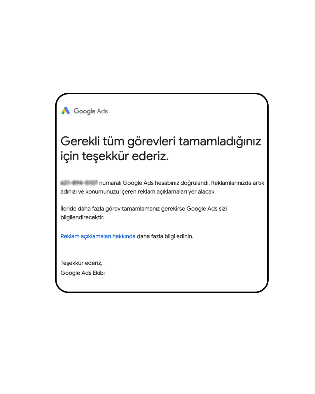 Google ads işletme faaliyet doğrulama